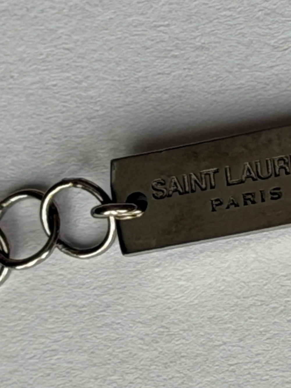 Saint Laurent YSL Sterling Silver C Initial Letter Snake Pendant Chain Necklace